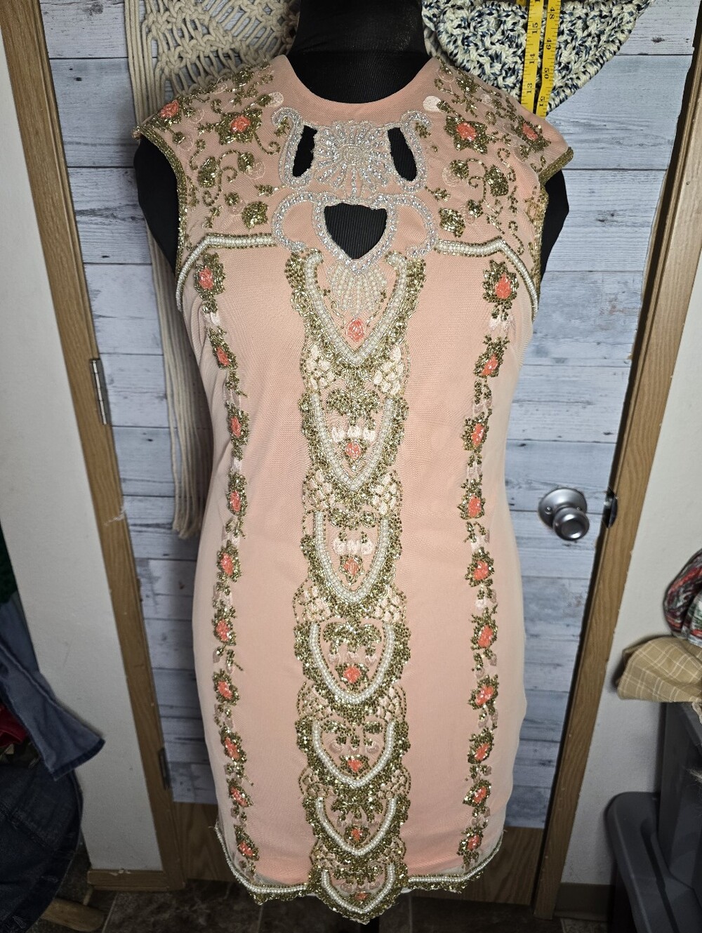 Miss Selfridge Pearl Beaded Embellished Sequin Cocktail Dress Art Deco Romantic